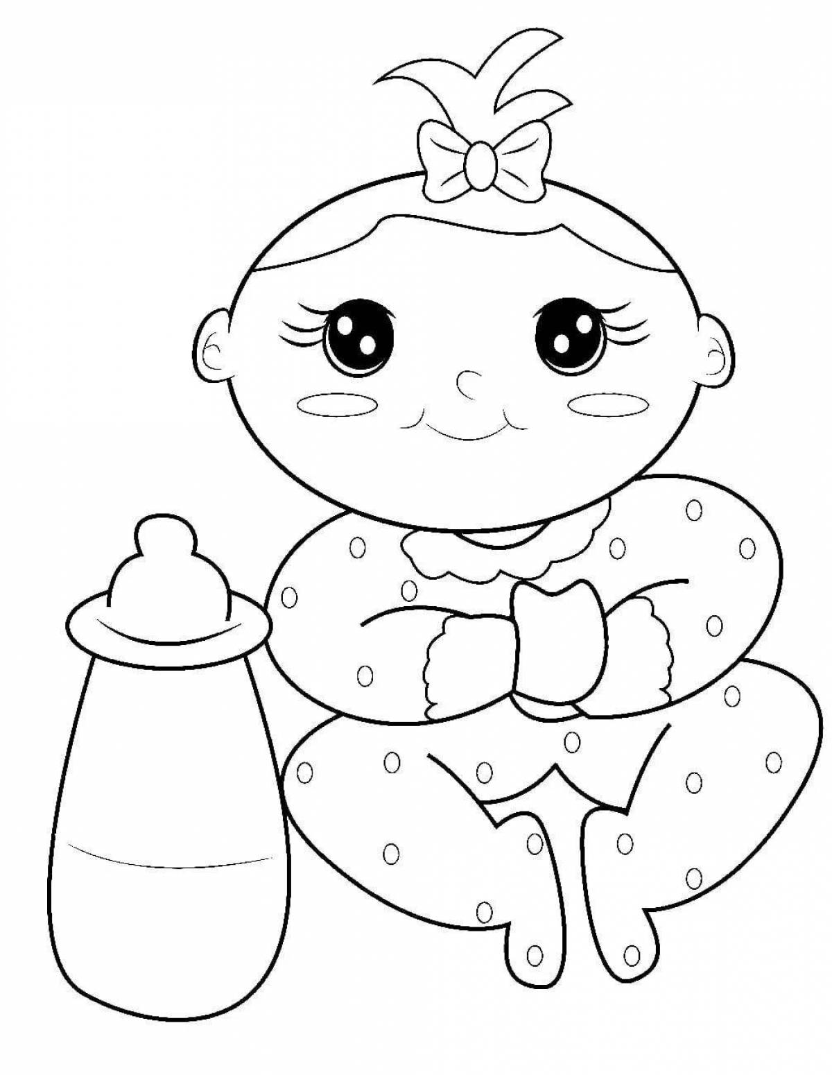 Coloring page funny little lyalechka