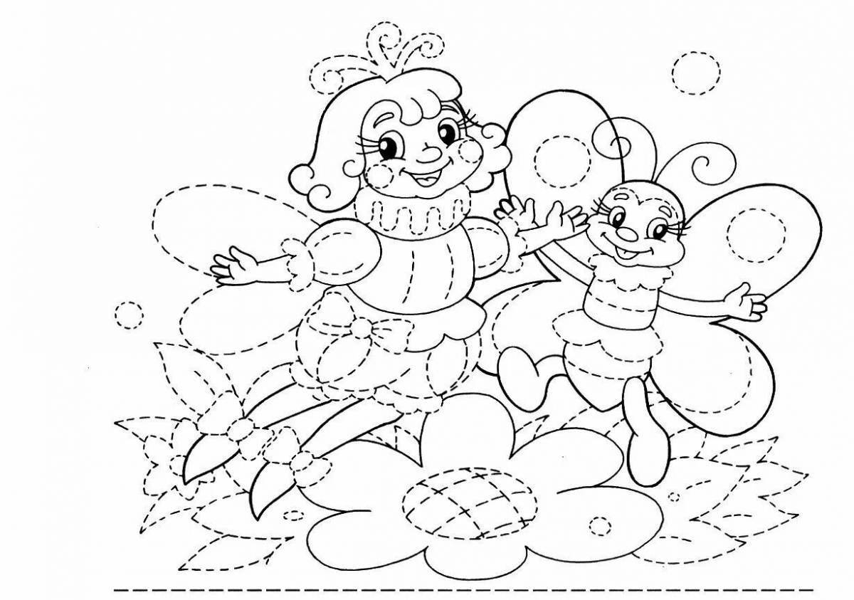Colorful dotted line coloring pages