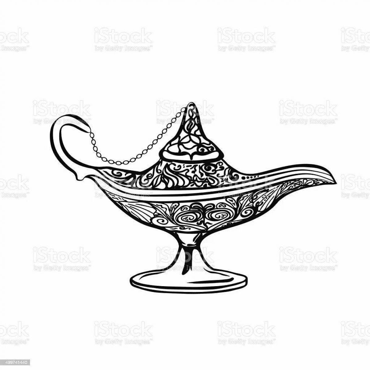 Aladdin's shining lamp coloring page