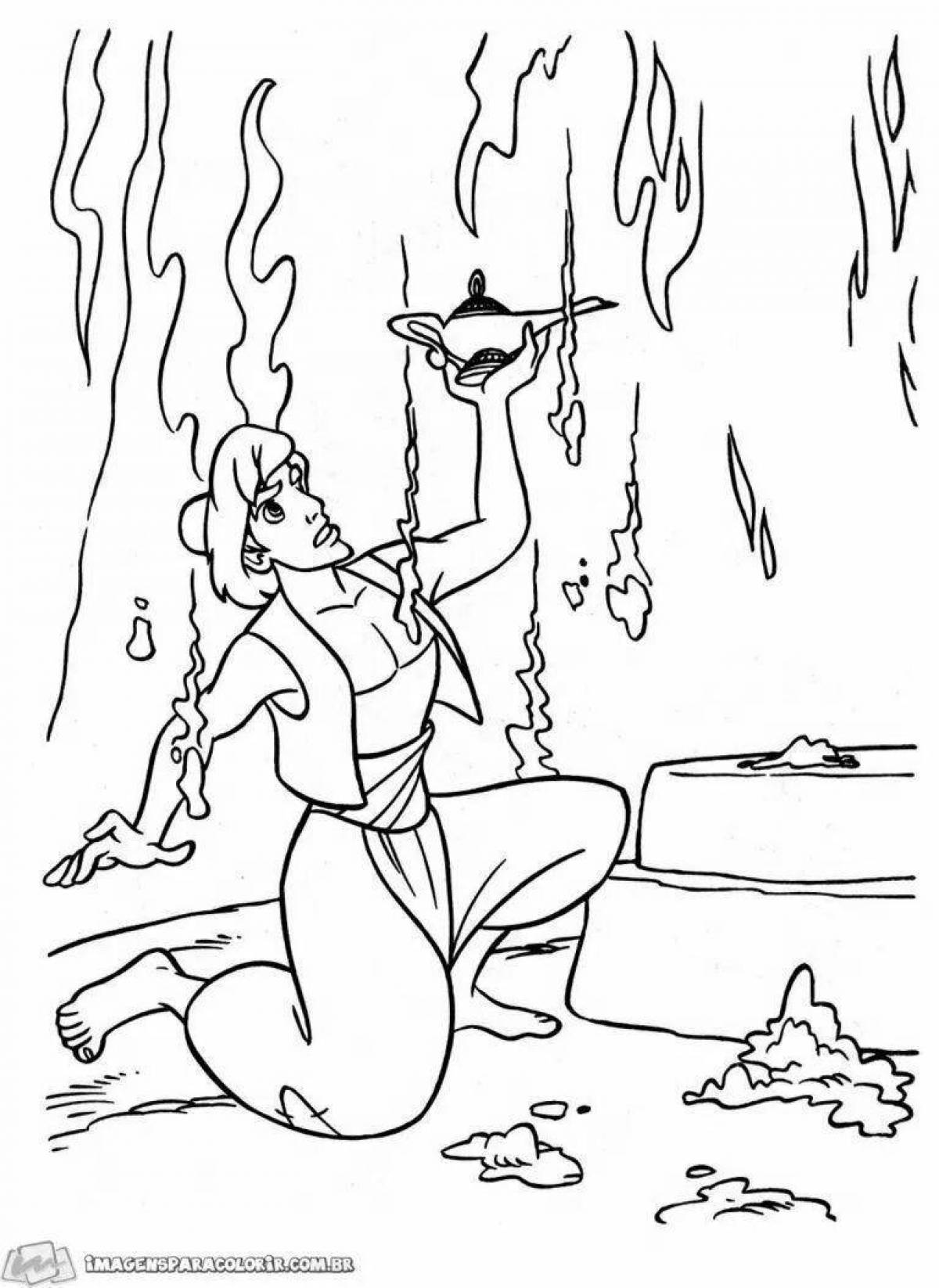 Coloring book classic Aladdin's lamp