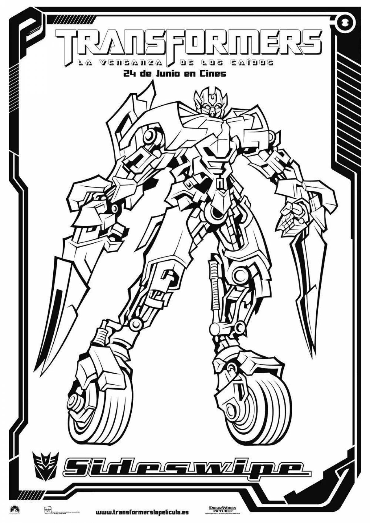 Charming coloring transformers sideswipe