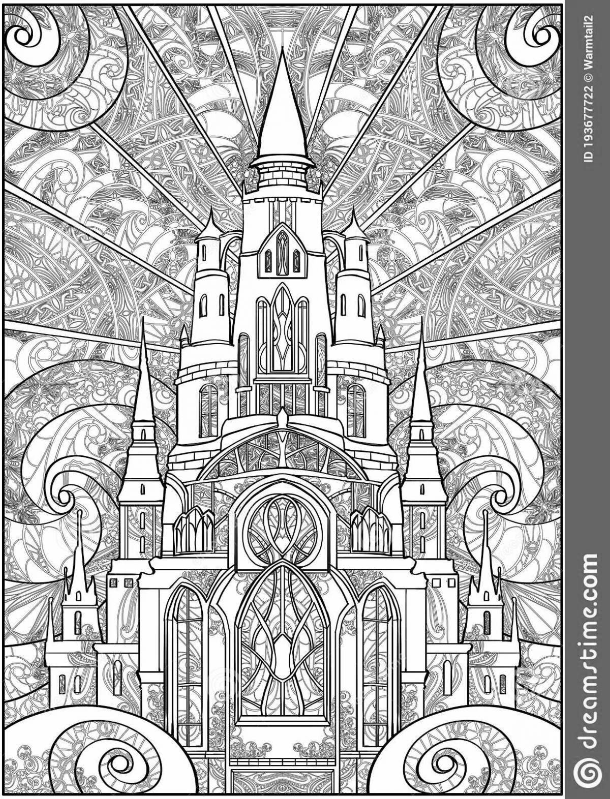 Coloring page majestic gothic castle