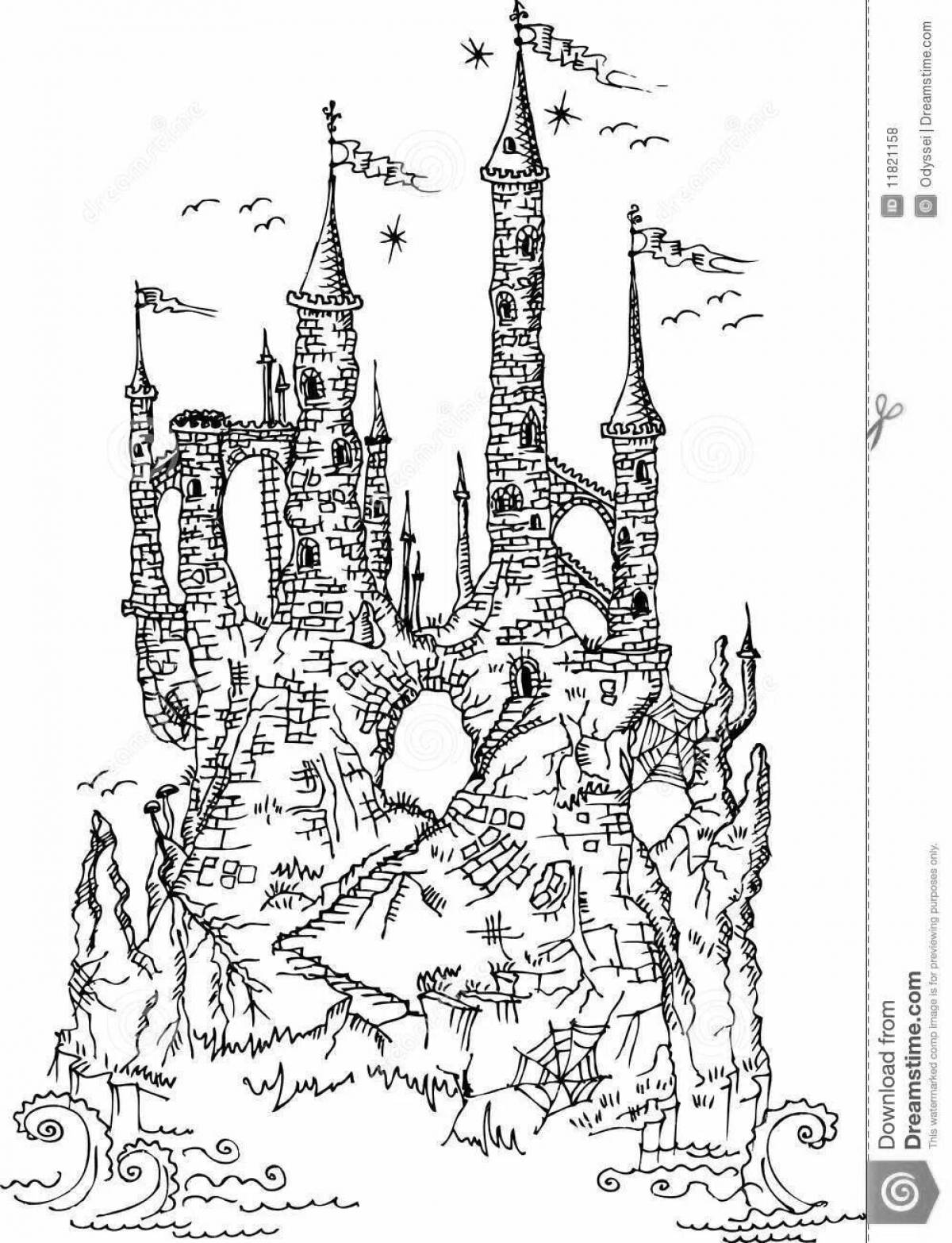 Coloring page charming gothic castle