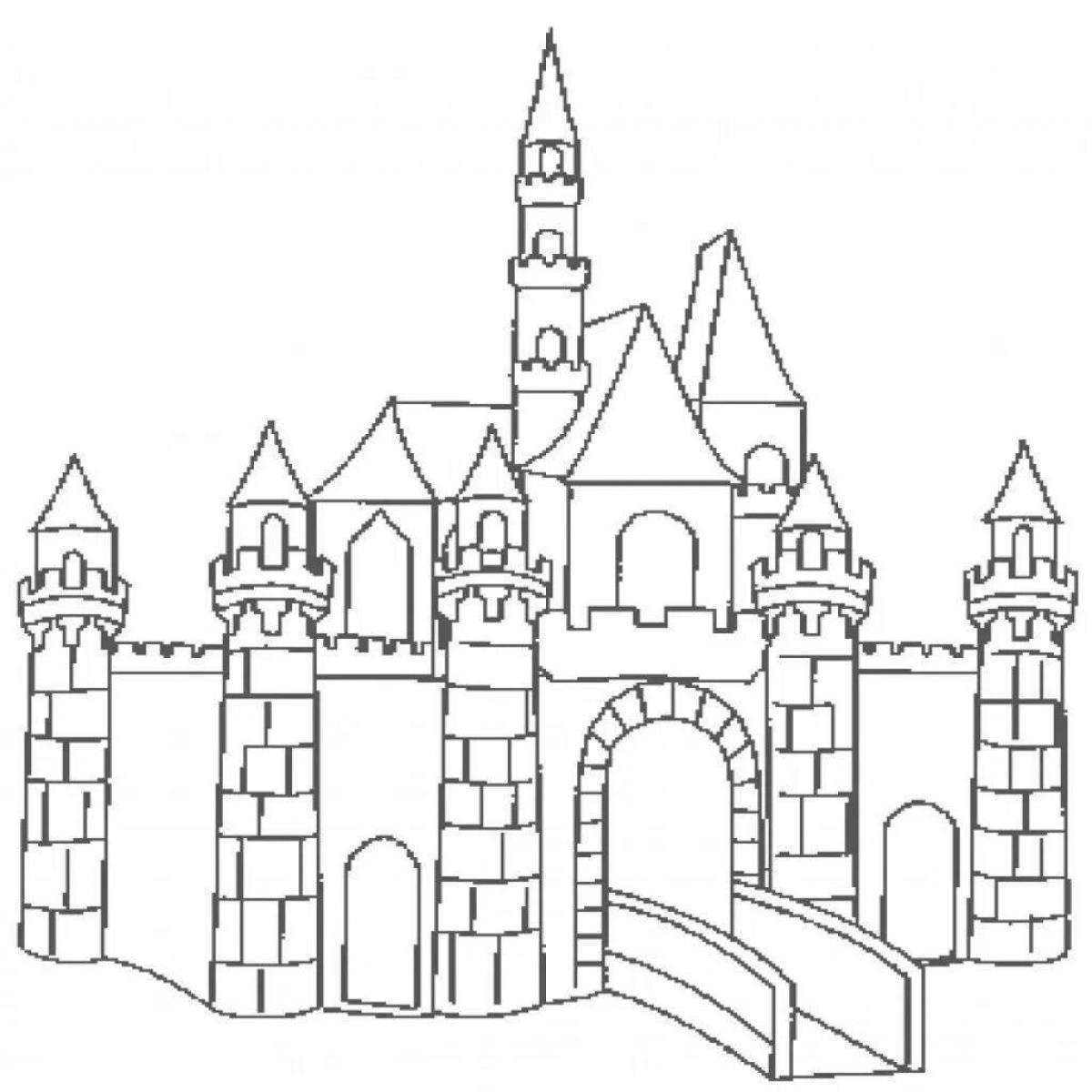 Impressive gothic castle coloring page