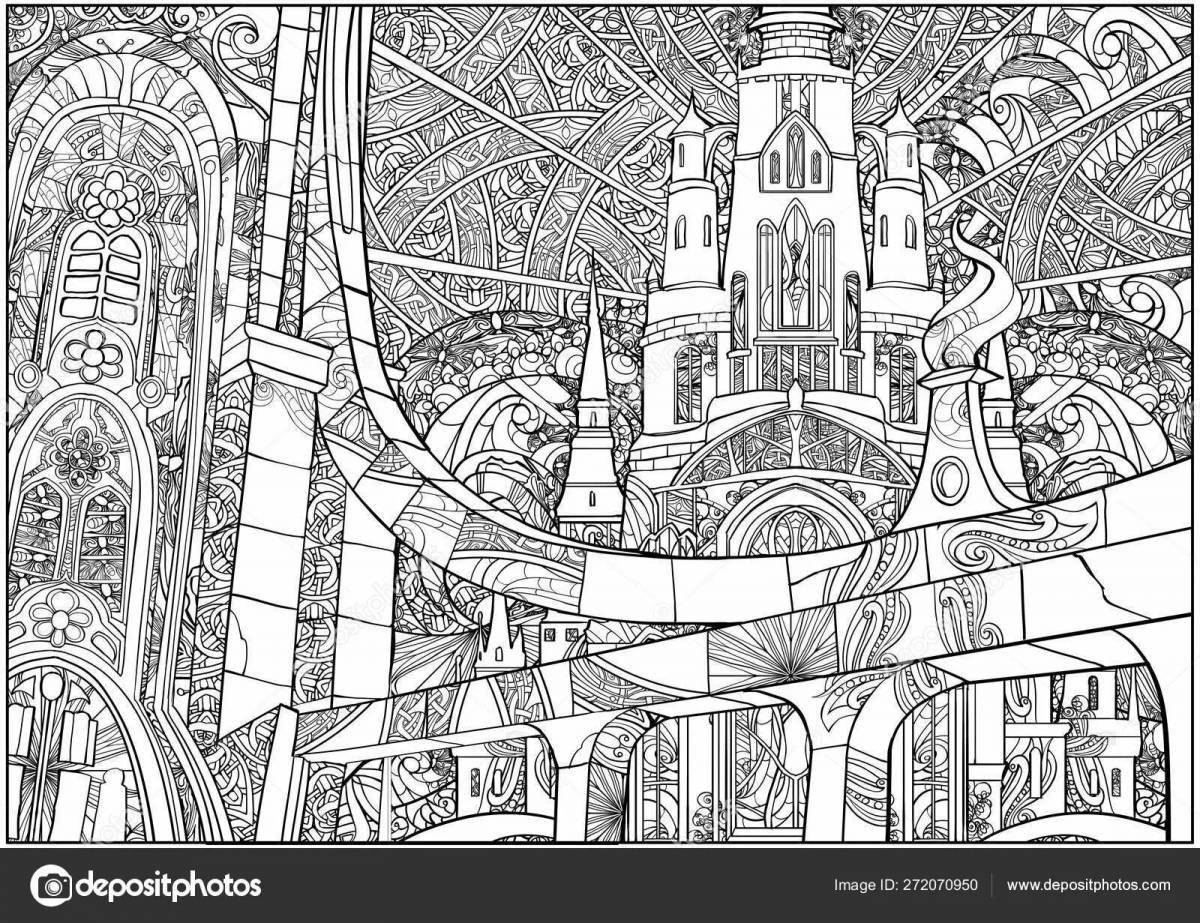 Coloring book royal gothic castle