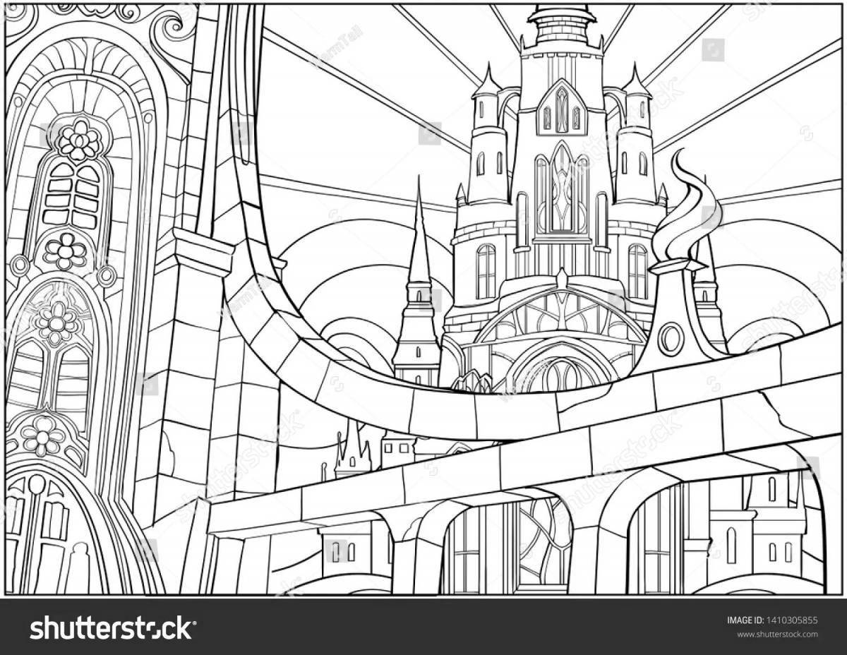 Раскраска элегантный готический замок