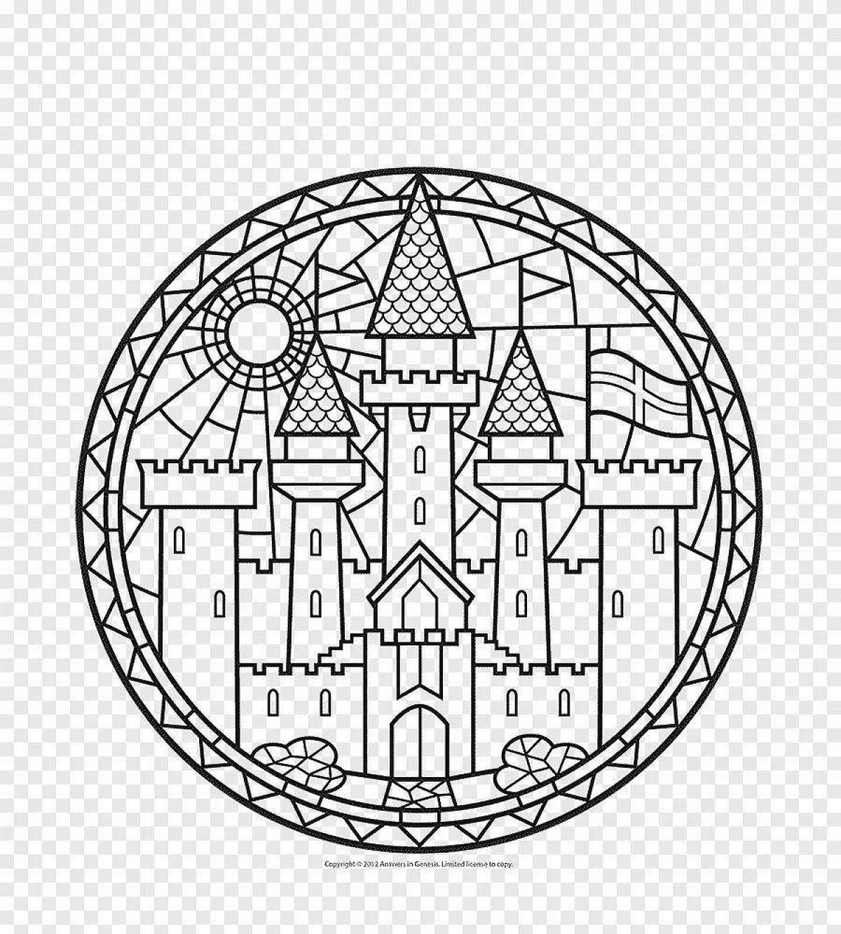 Coloring book palace gothic castle
