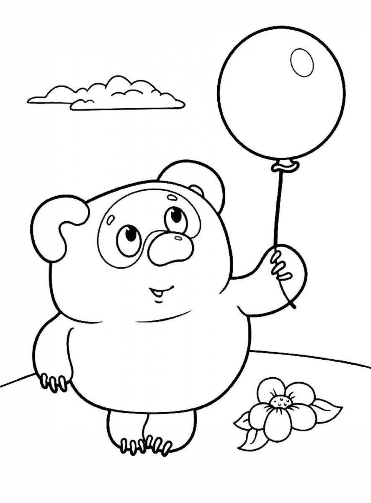 Coloring page joyful winnie the pooh