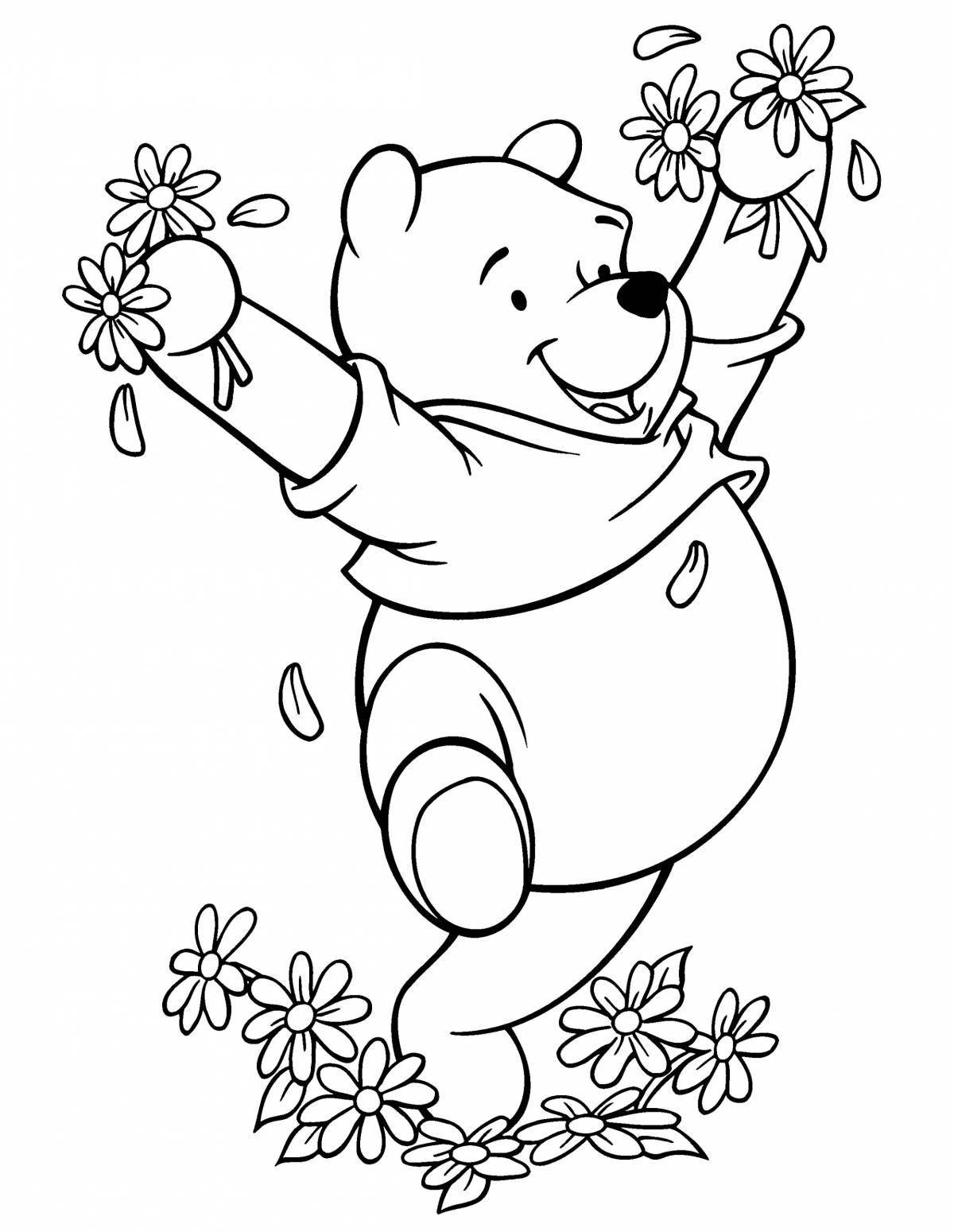 Coloring book playful winnie the pooh