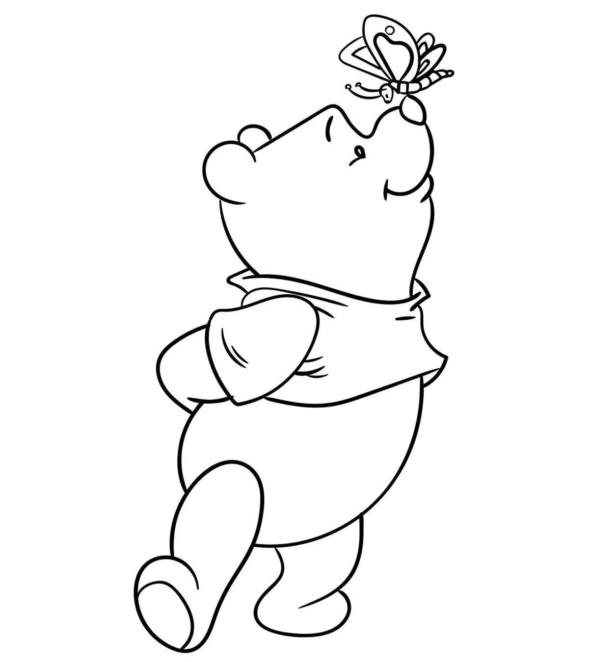 Coloring book smiling winnie the pooh
