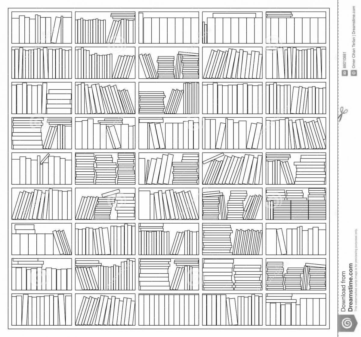 Раскраска изысканная книжная полка