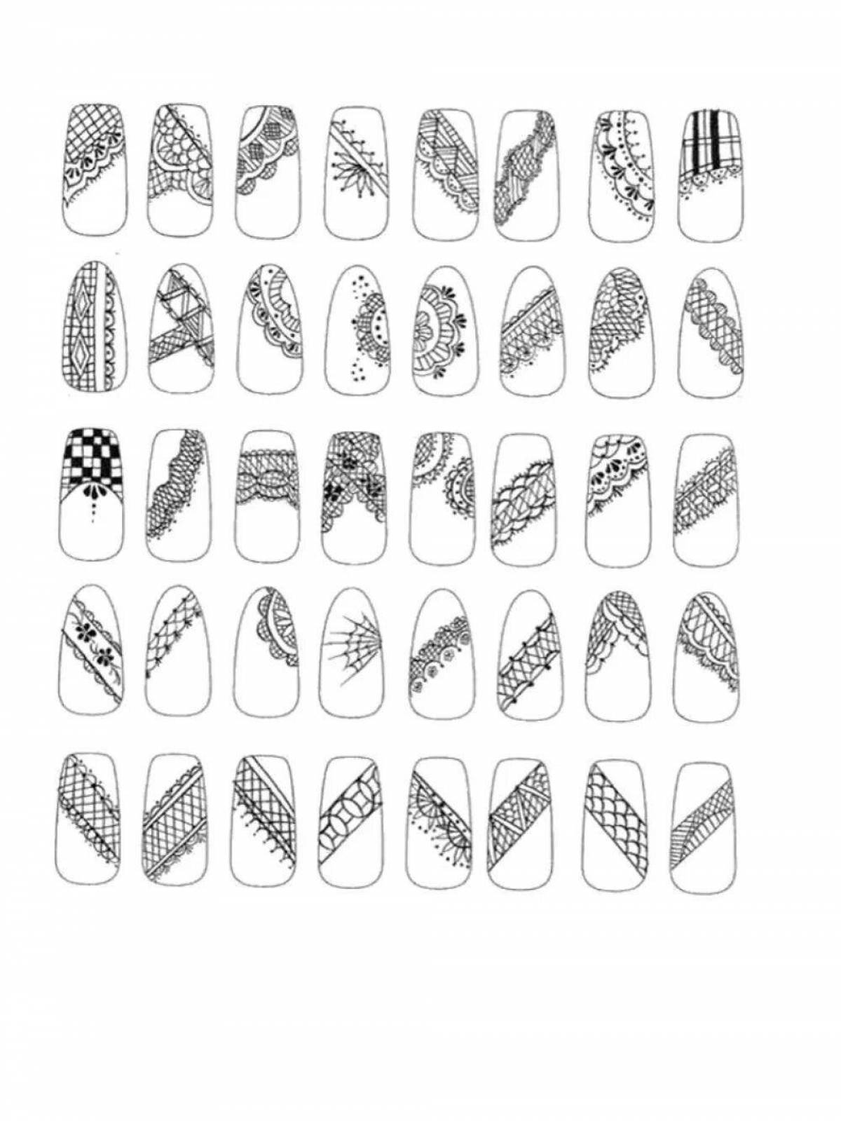 Luxury nail design coloring page