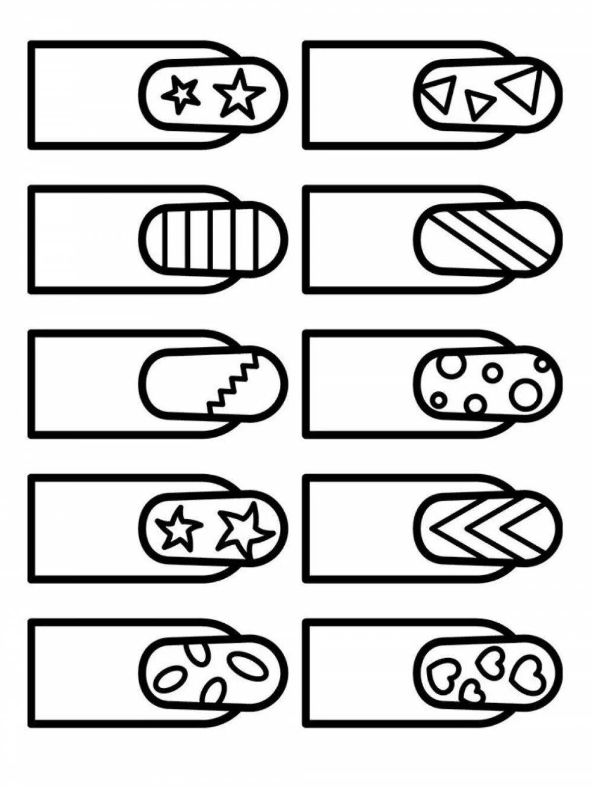 Playful nail design coloring page