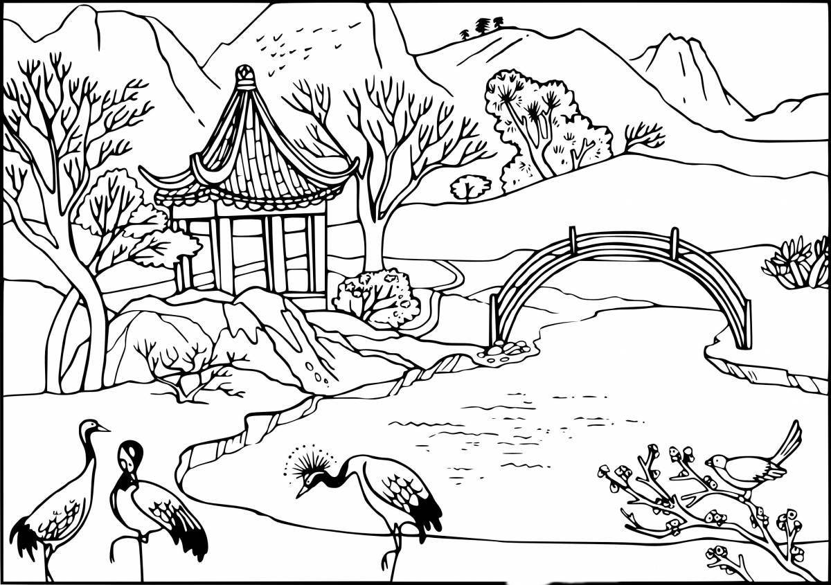 Раскраска Восхитительная страница весенней природы