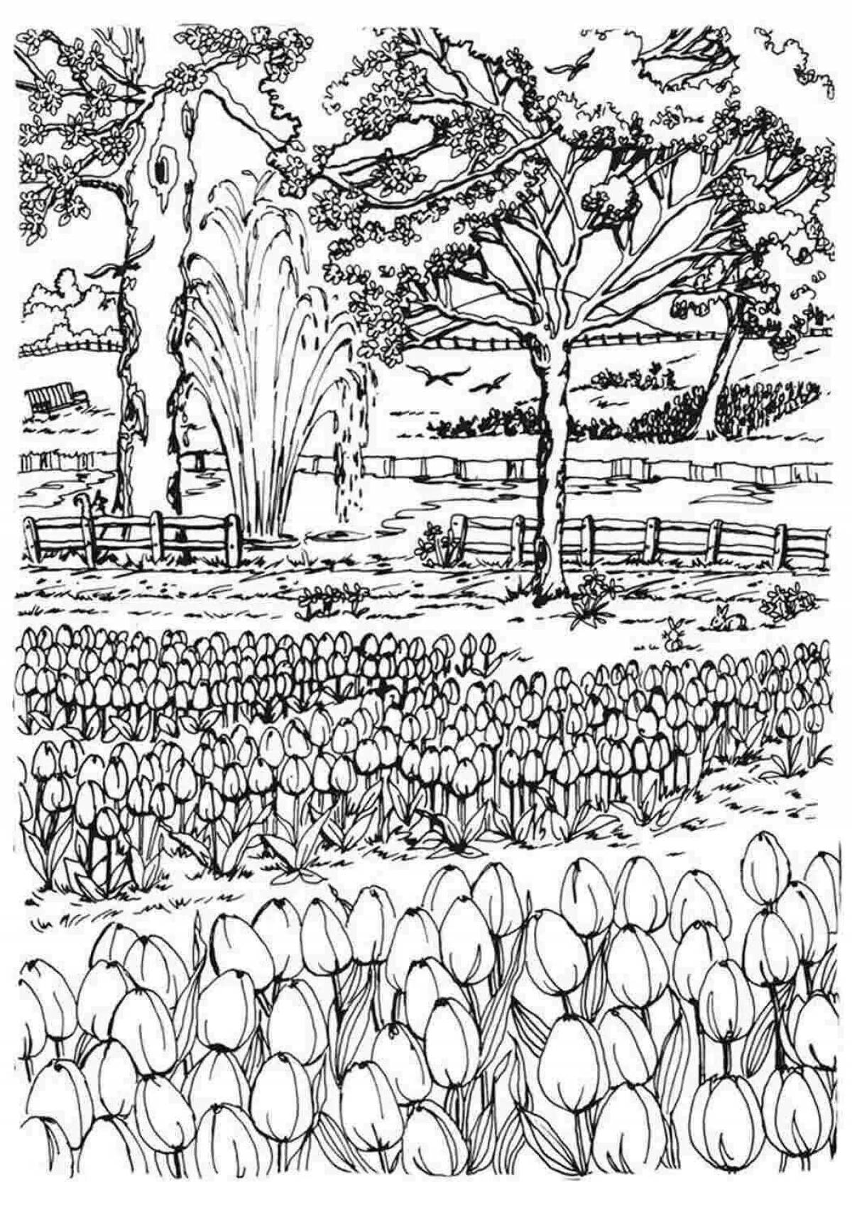 Coloring page gorgeous spring nature