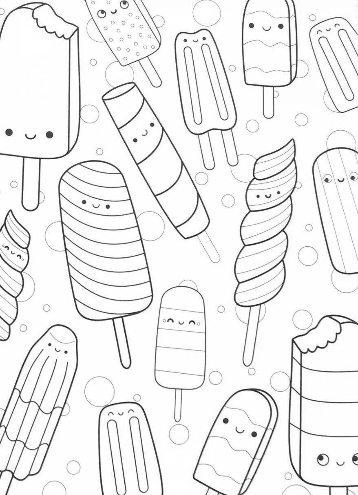 Playful kawaii food coloring page
