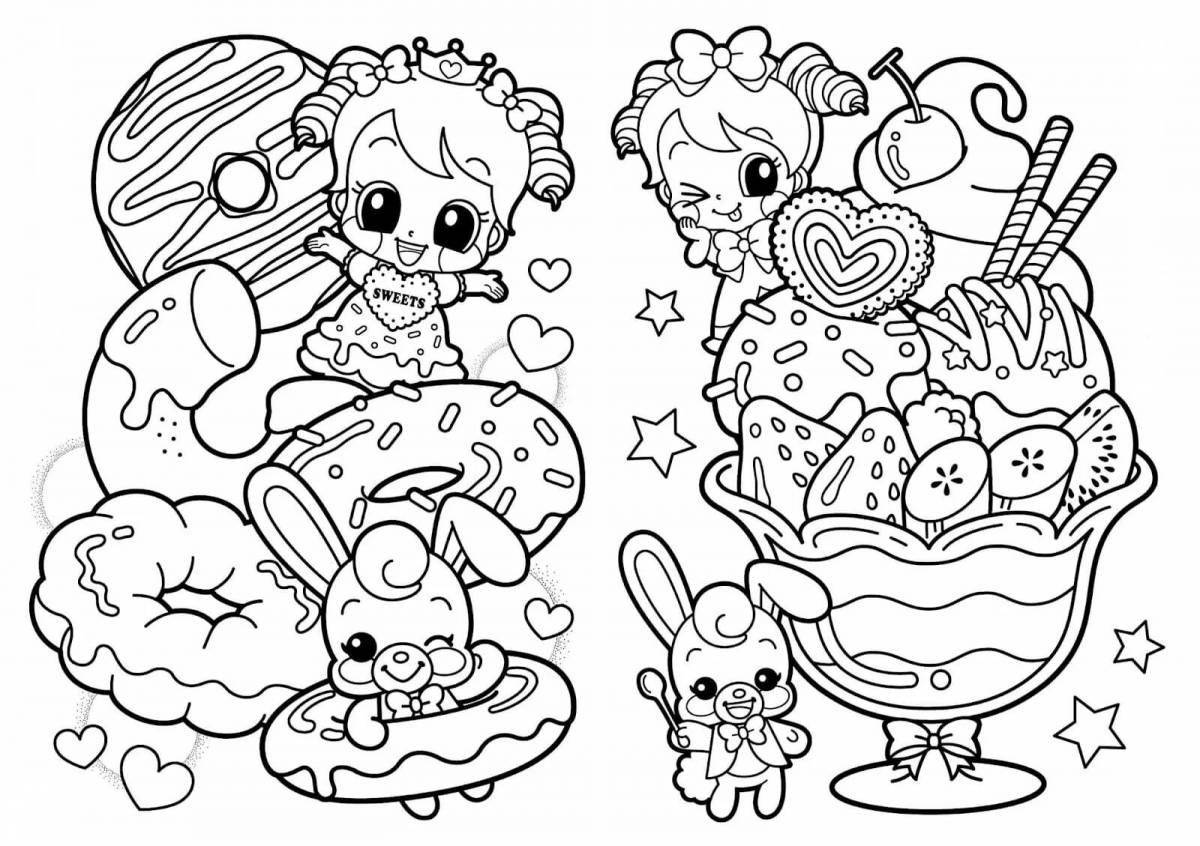 Lovely kawaii food coloring page