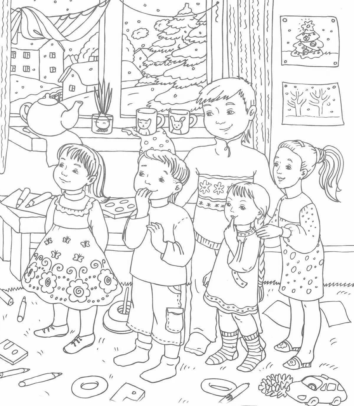 Adorable Christmas carol coloring book