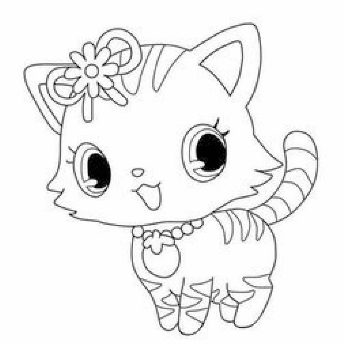 Joyful cute kitten coloring book