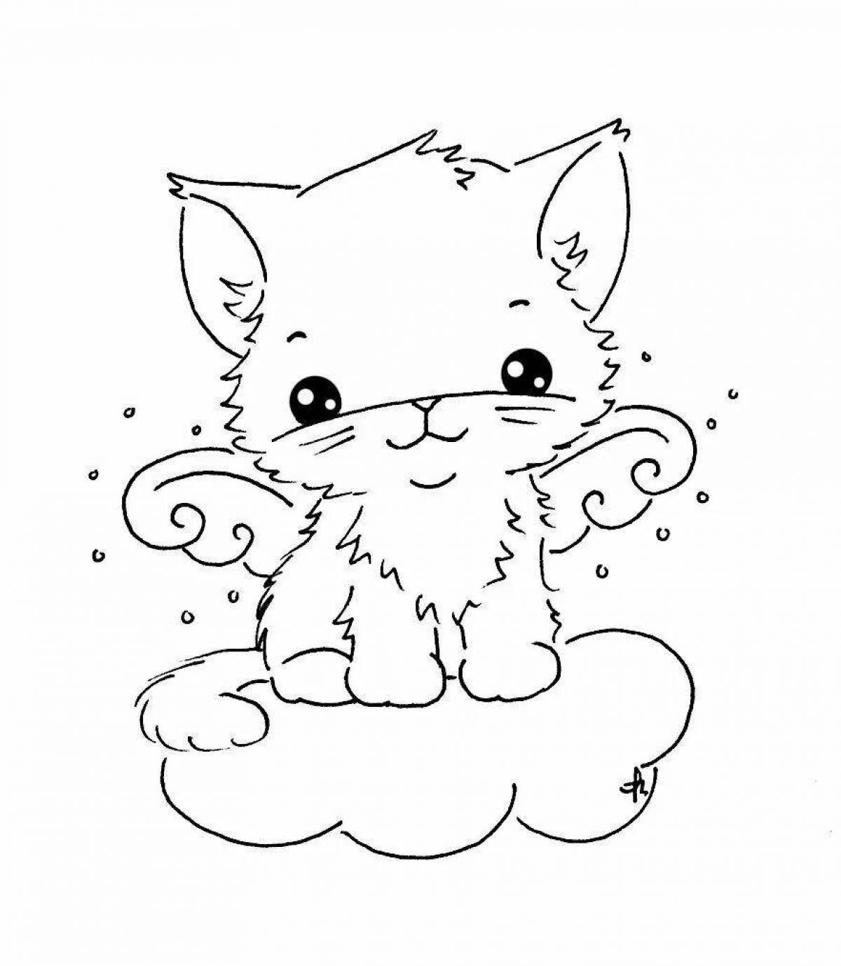 Quirky cute kitty coloring book