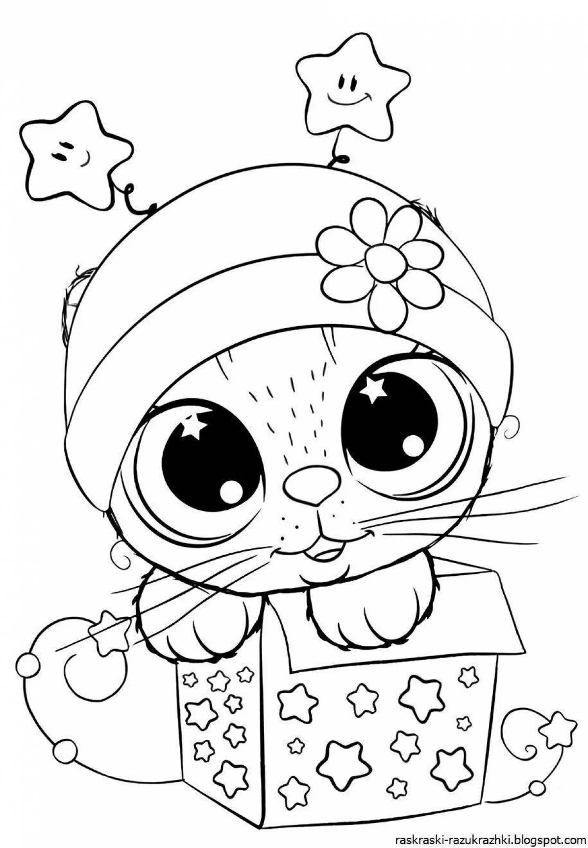 Bright cute kitten coloring book