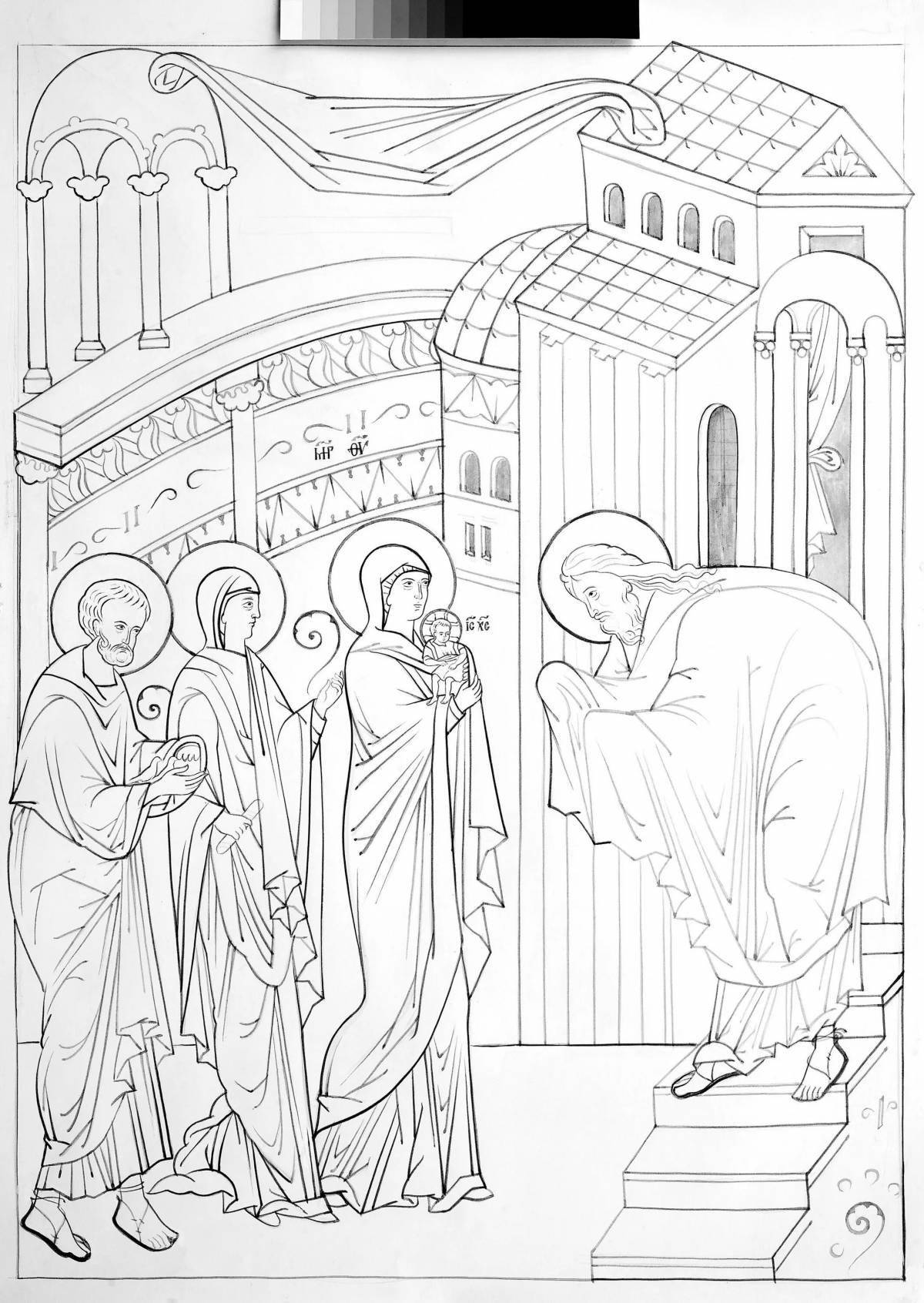 Coloring page joyful meeting of the Lord