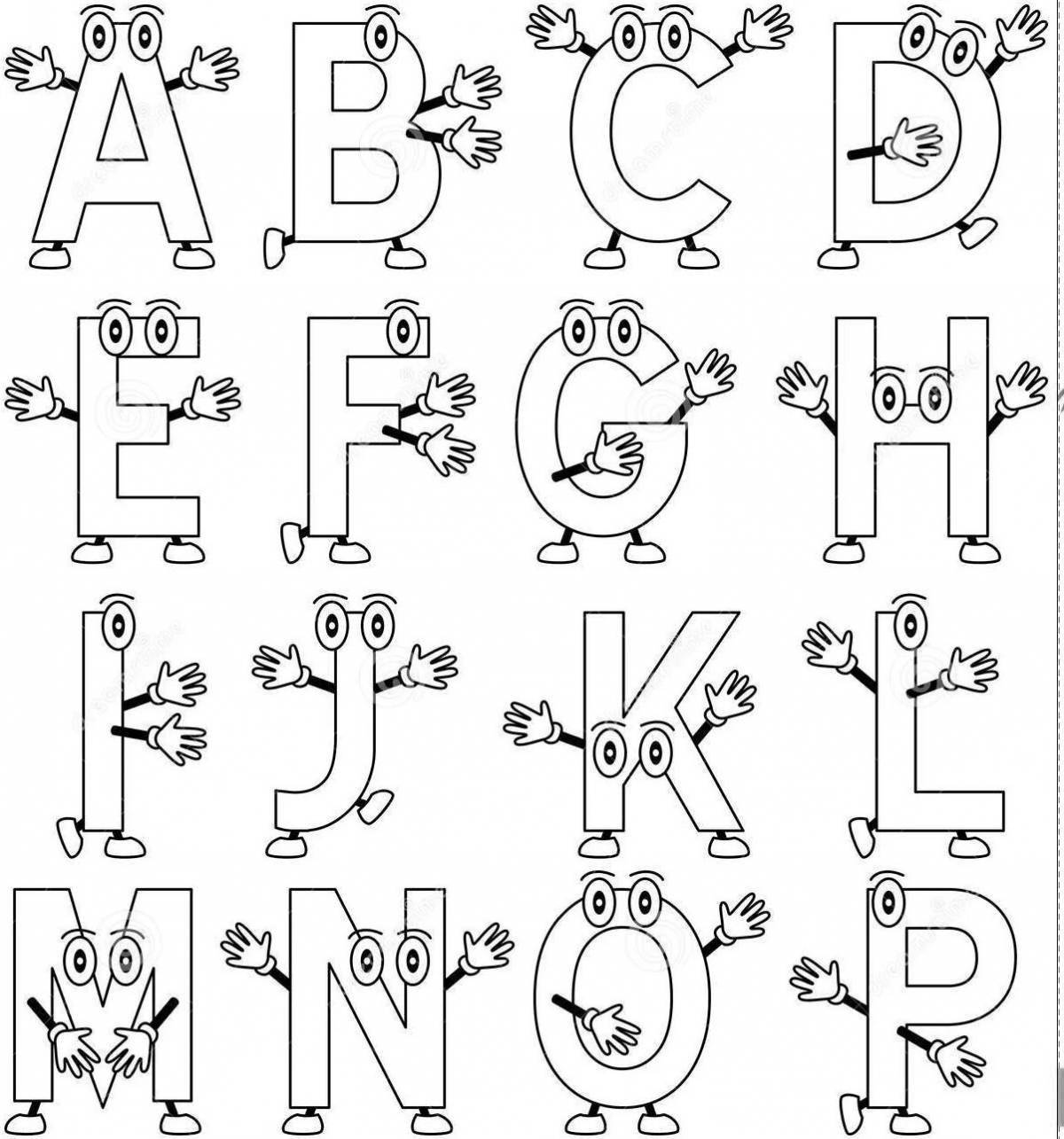 Colorful alphabet knowledge coloring page