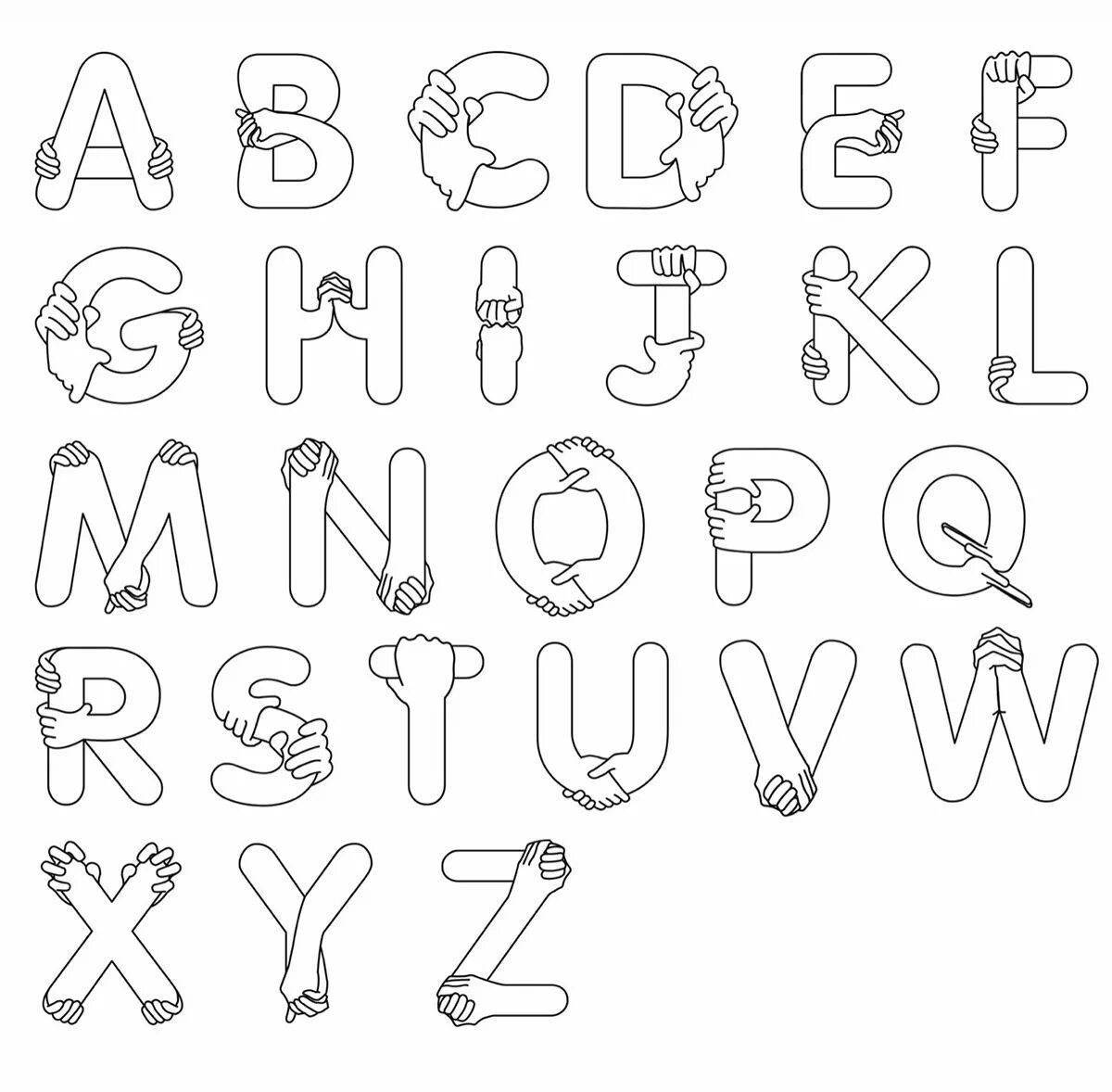 Colorful and charming alphabet knowledge coloring page