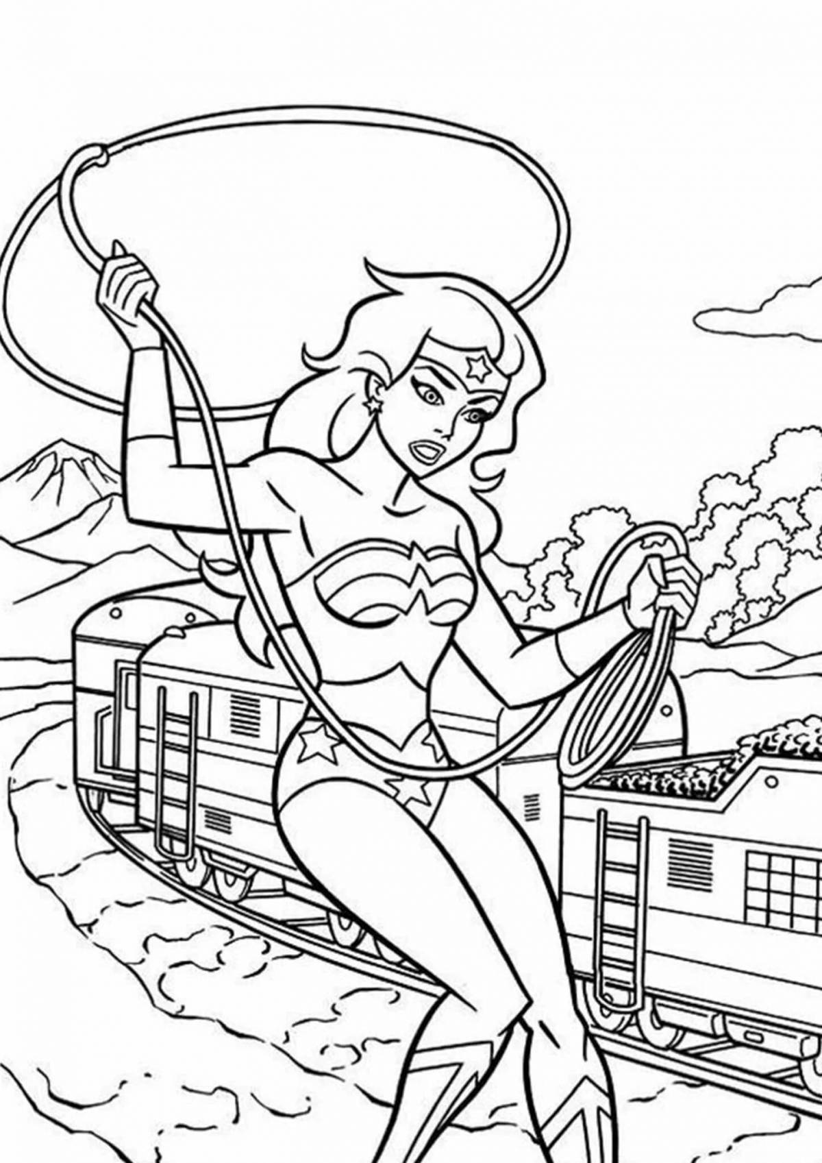 Coloring page shining superwoman