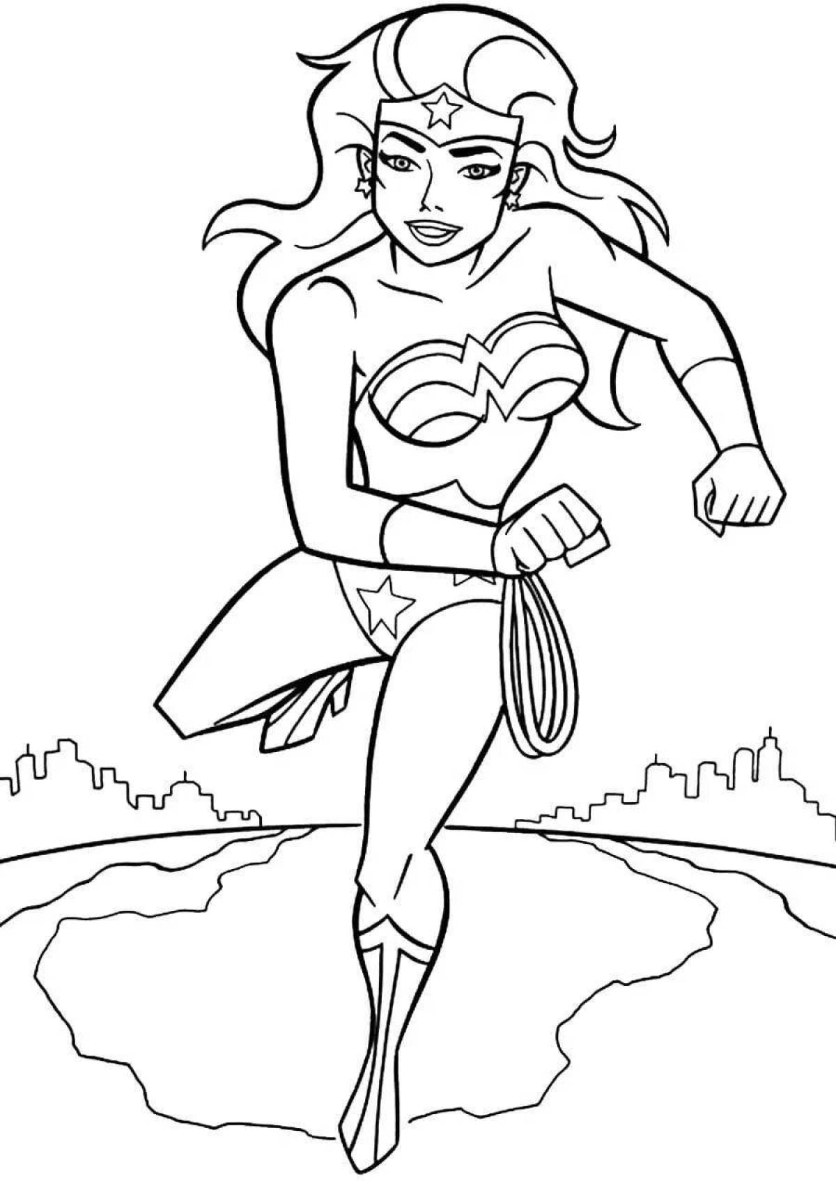 Impressive superwoman coloring page