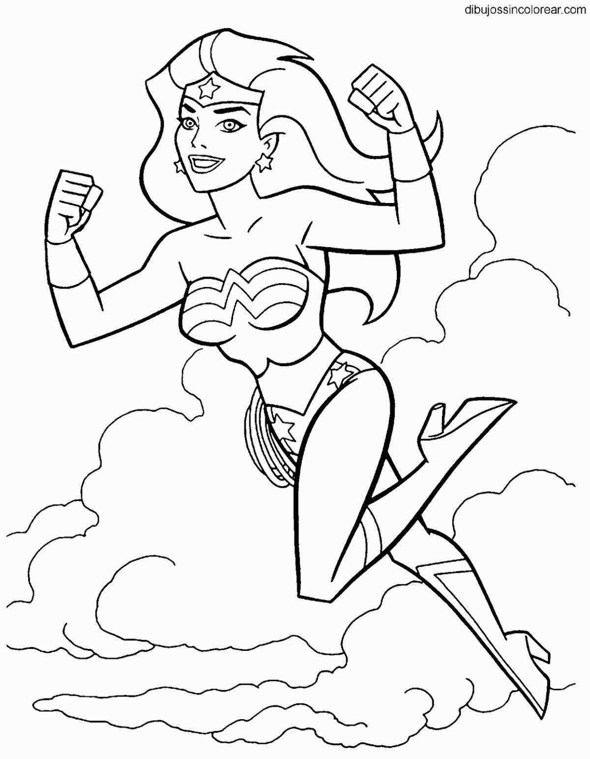 Luminous superwoman coloring page