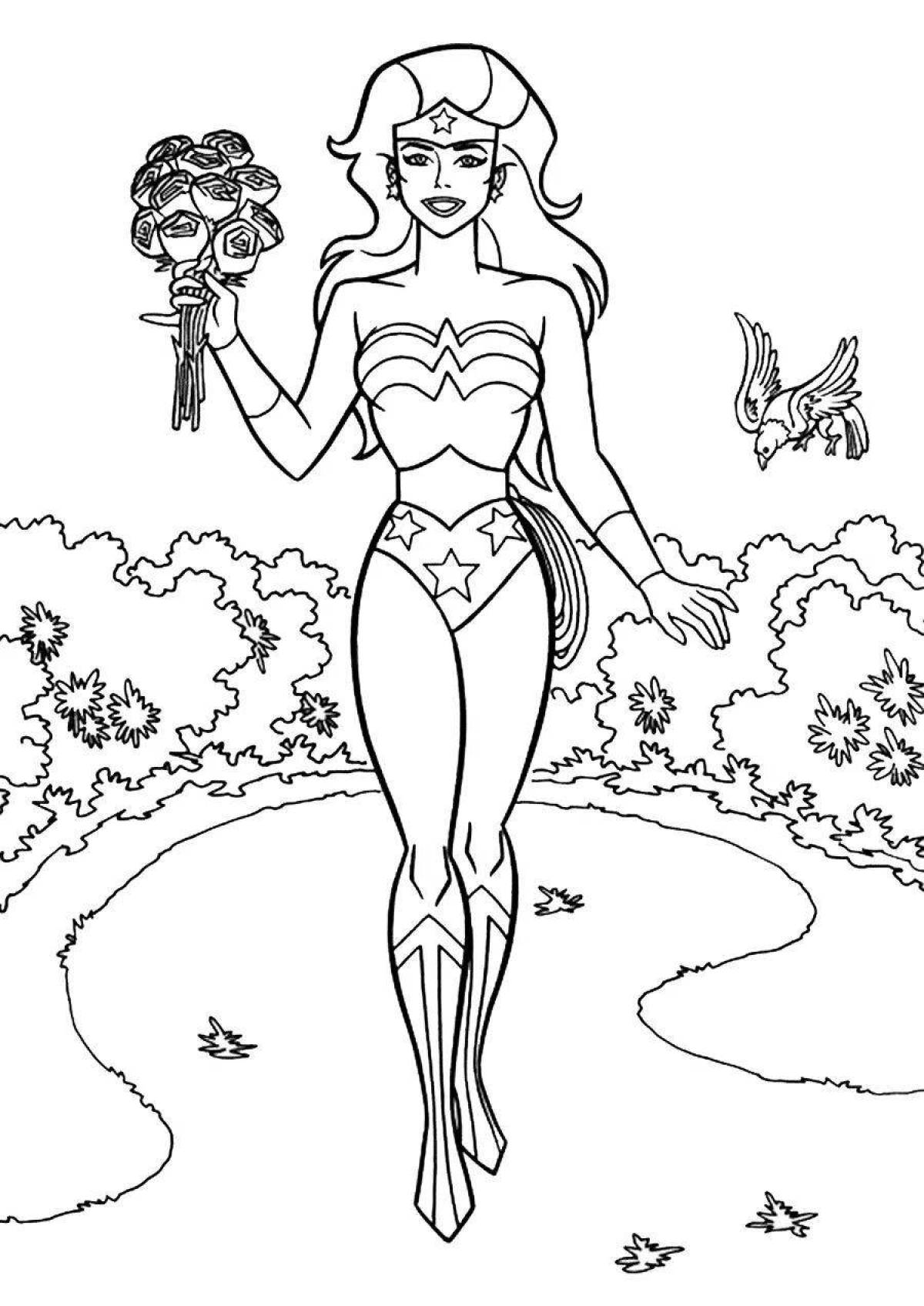 Gorgeous superwoman coloring page