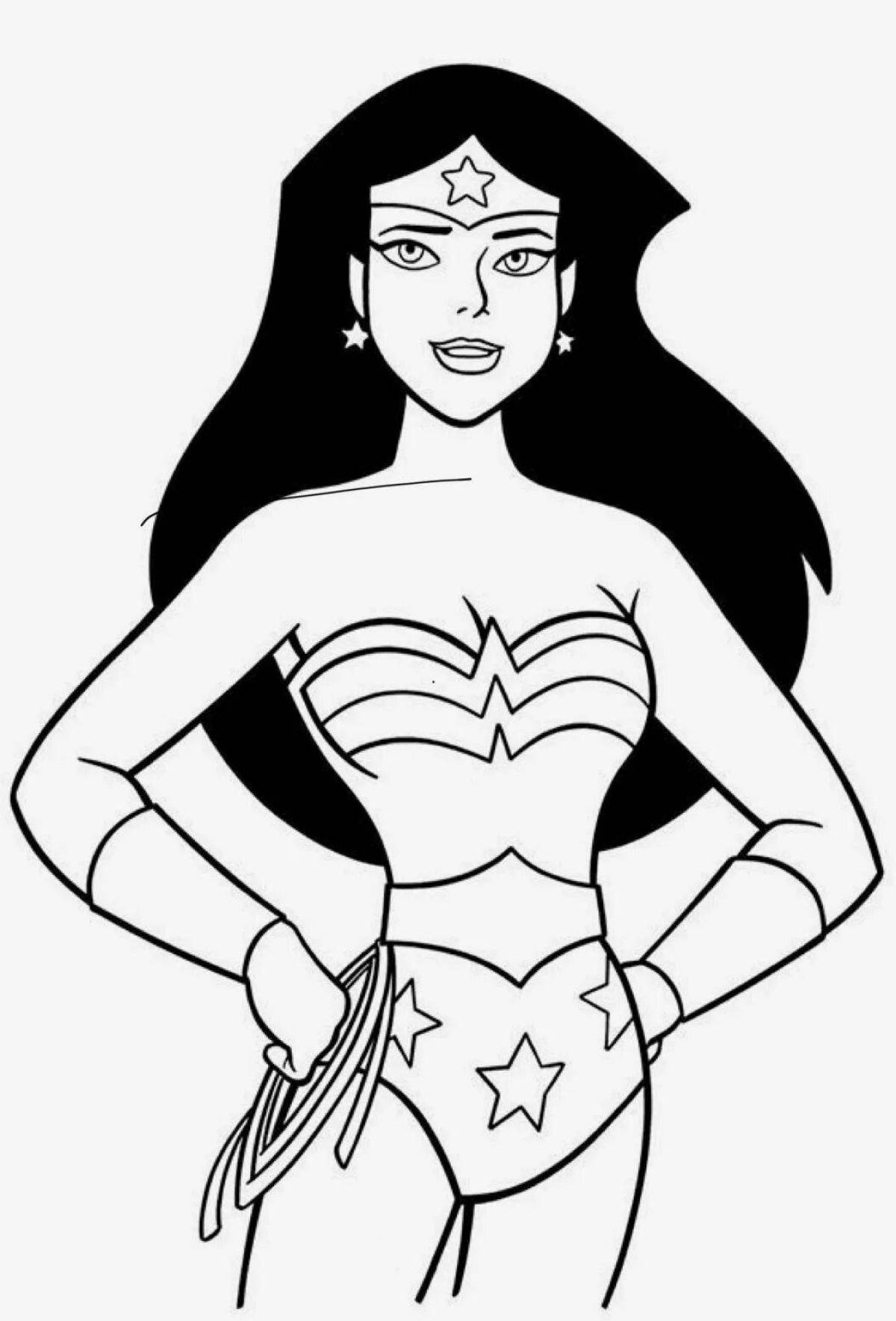 Brightly colored superwoman coloring page