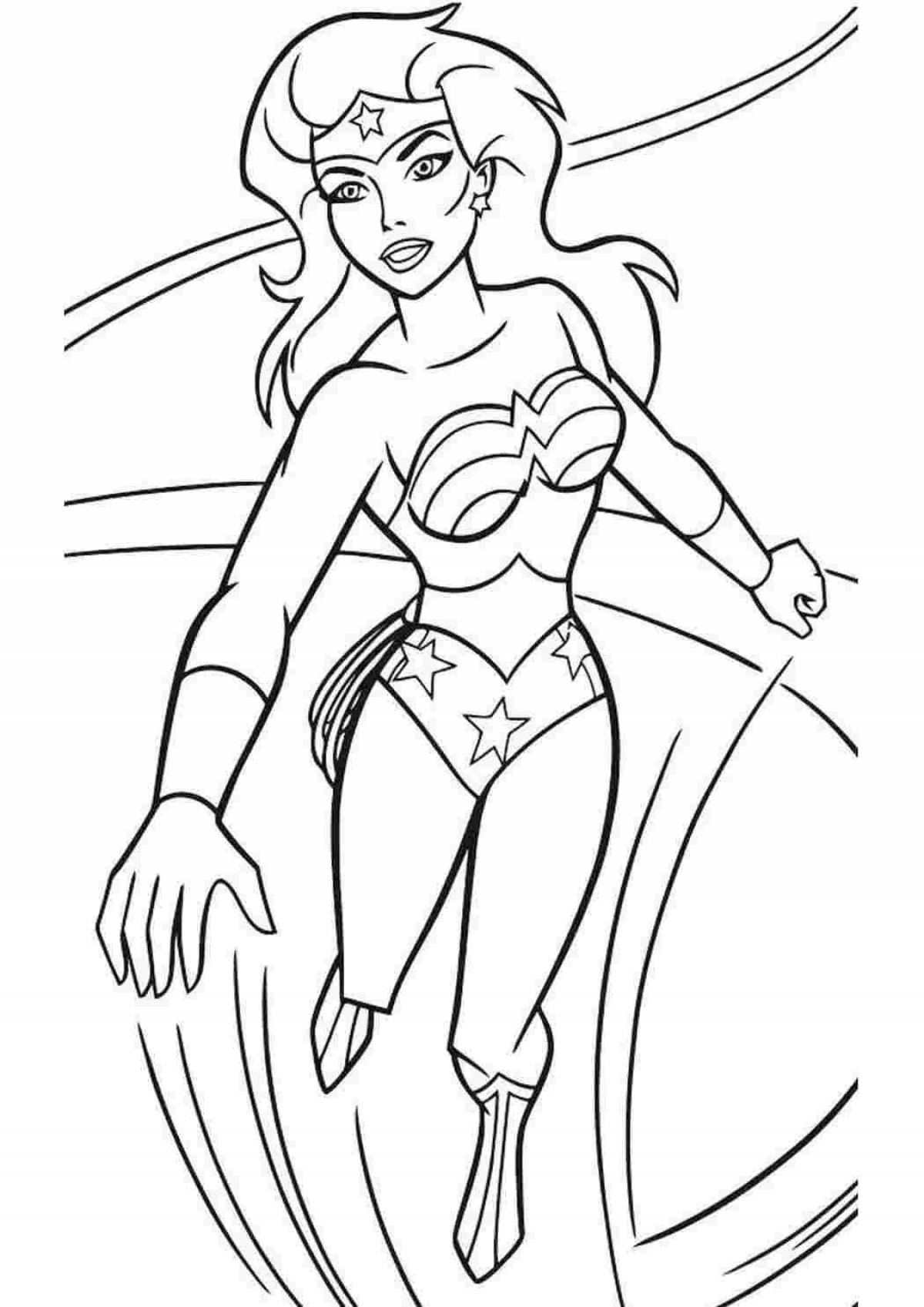 Superwoman brightly colored coloring page