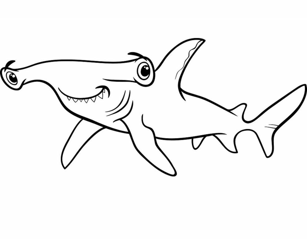 Colorful hammerhead fish coloring page