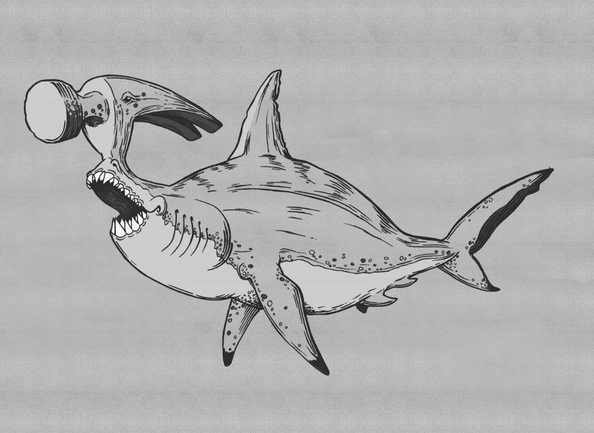 Glowing hammerhead coloring page