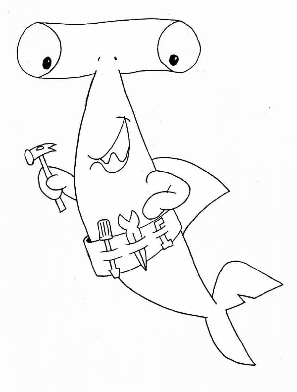 Sparkling hammerhead coloring page