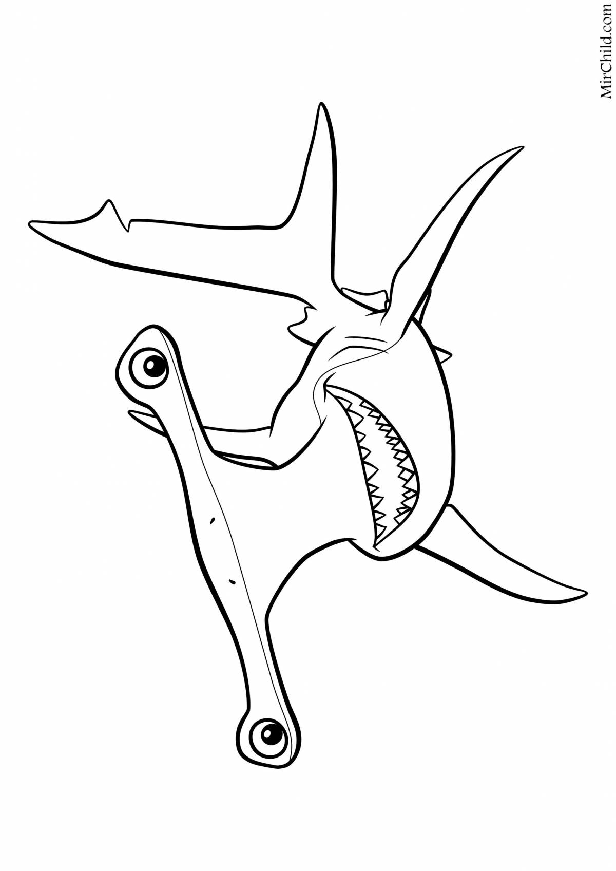 Glitter hammerhead coloring page