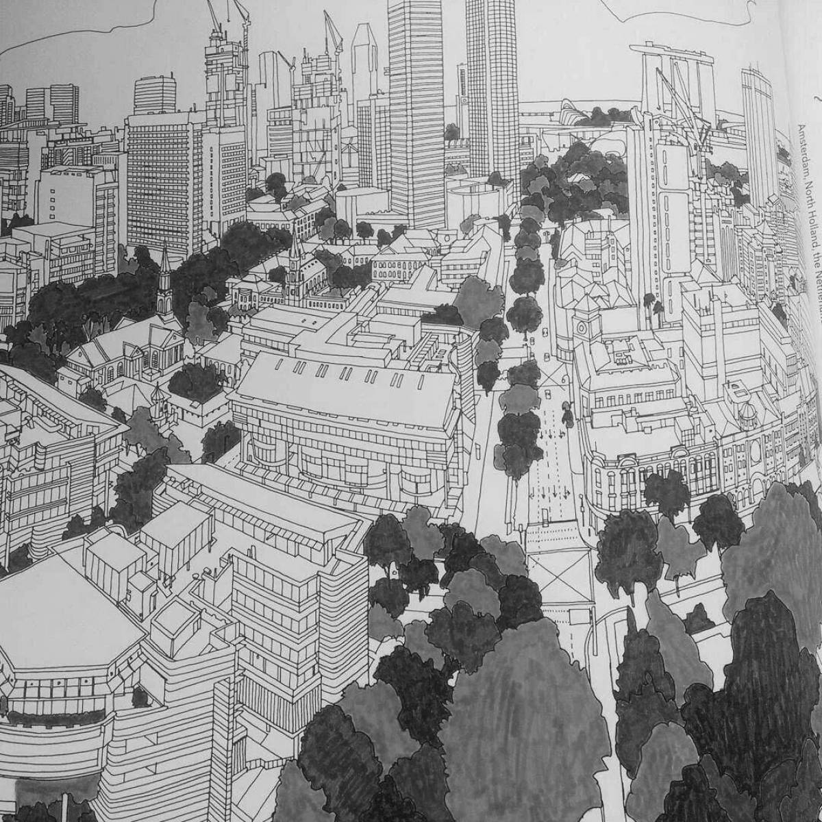 Coloring book fabulous amazing cities