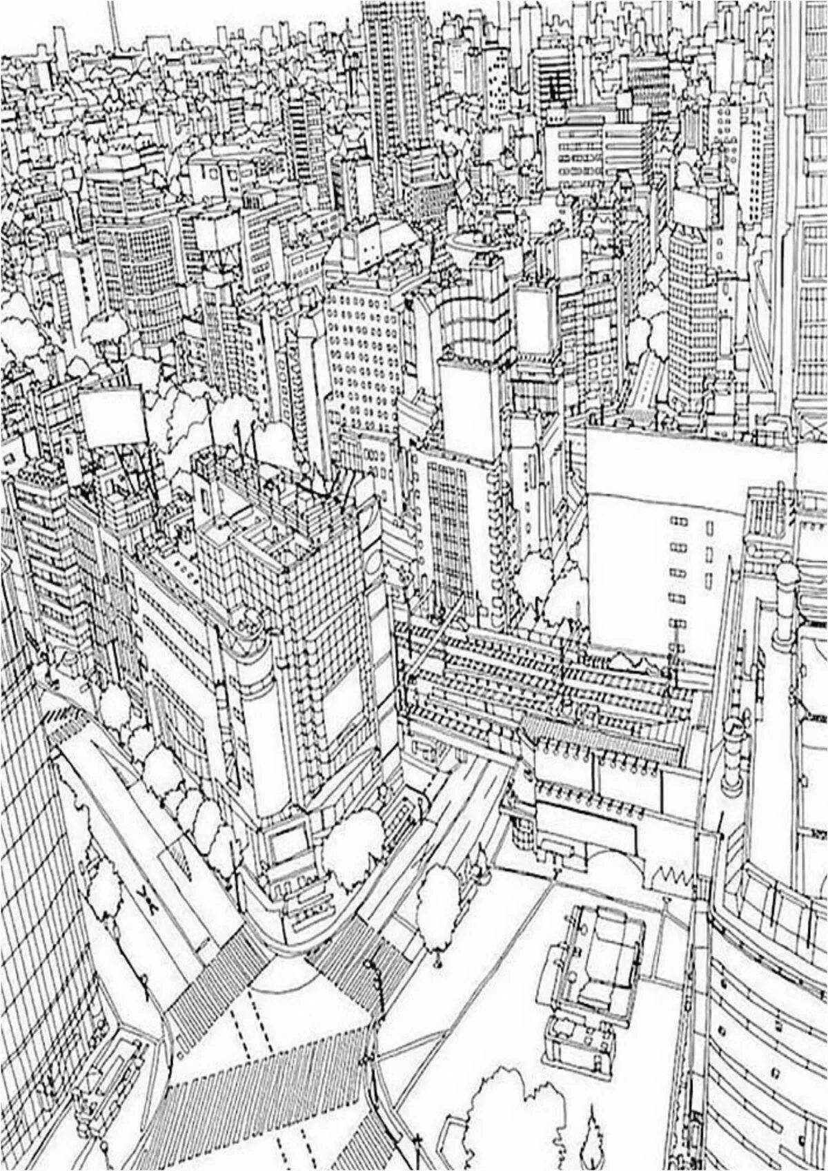 Impressive coloring page of amazing cities