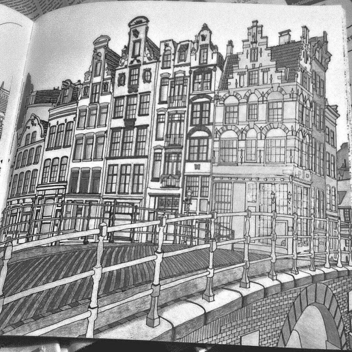 Coloring book shining amazing cities