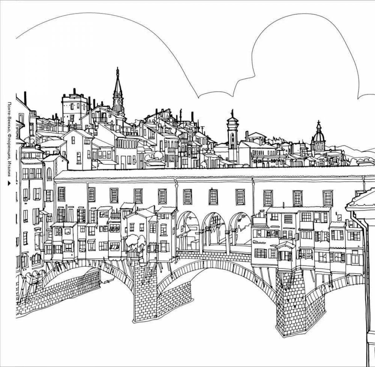 Bright amazing cities coloring book