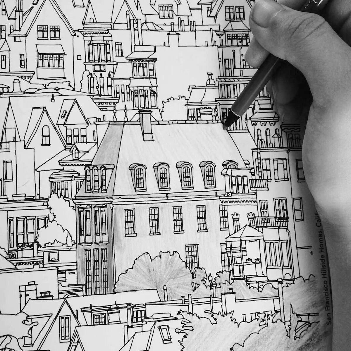 Perfect coloring page of amazing cities