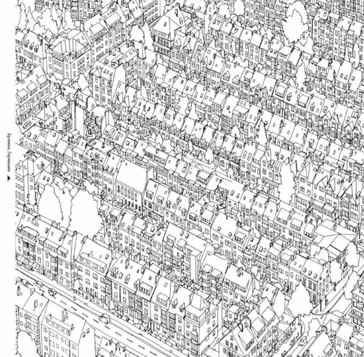 Generous coloring pages of amazing cities