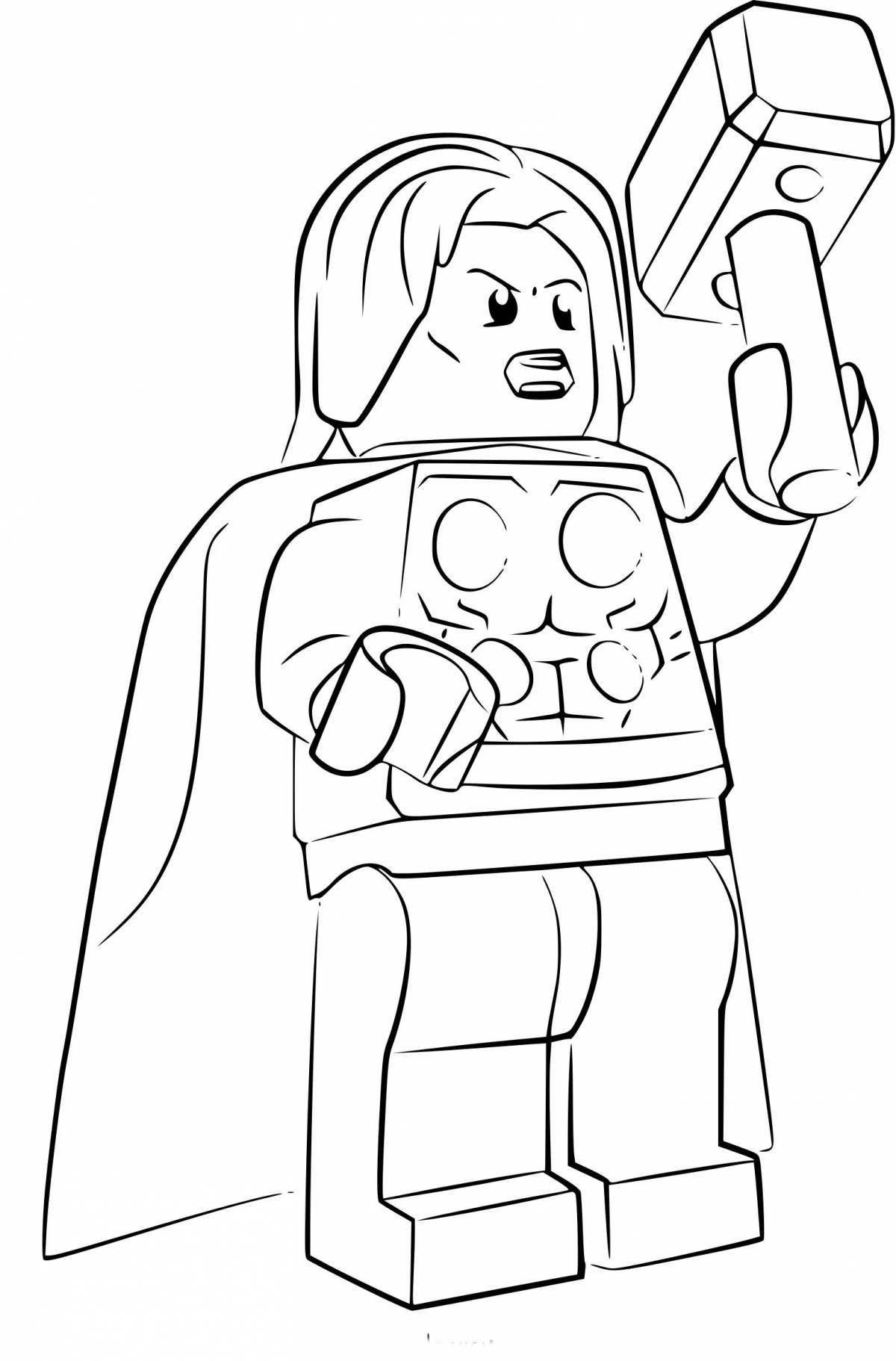 Bright lego thor coloring page