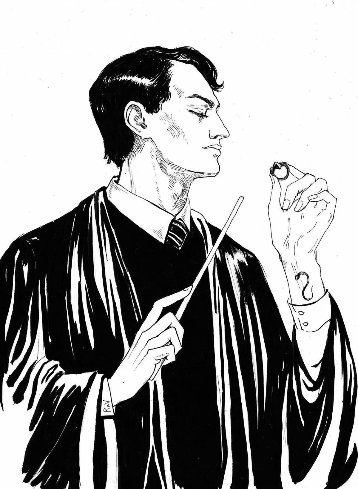 Witty tom riddle coloring book