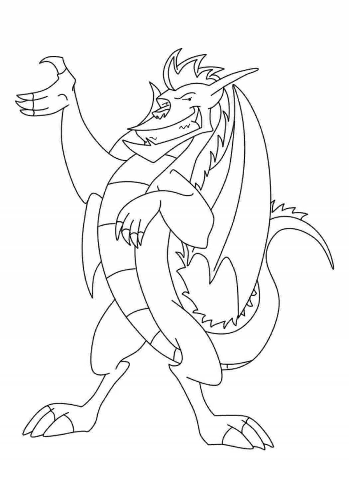 Colorfully detailed American dragon coloring page