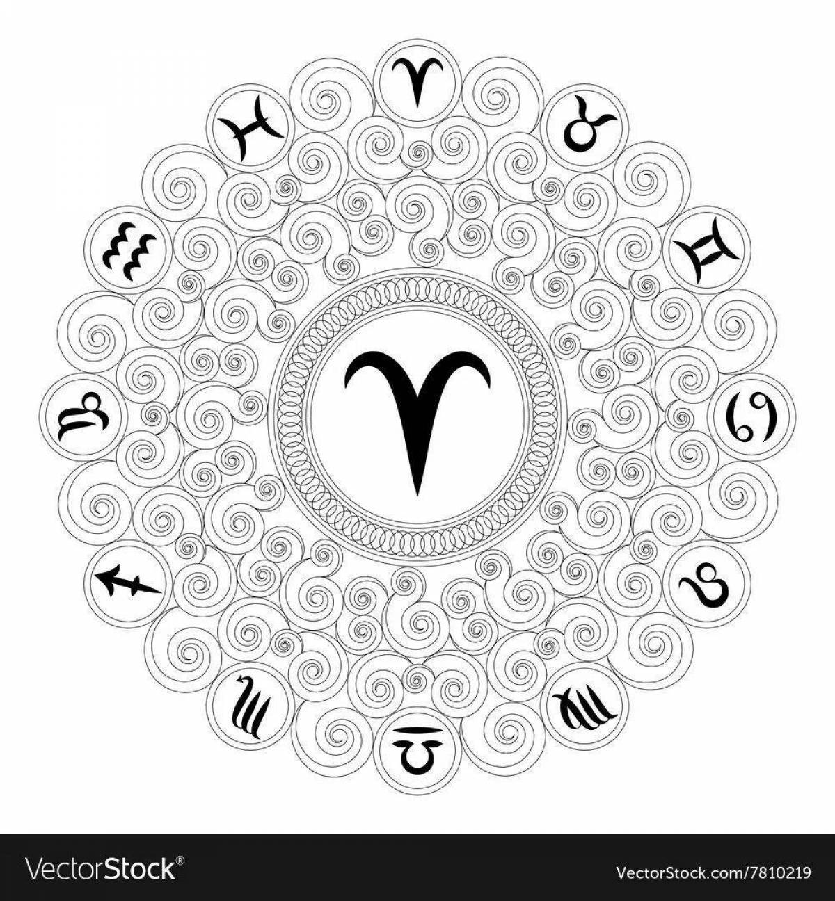 Majestic dark zodiac coloring book