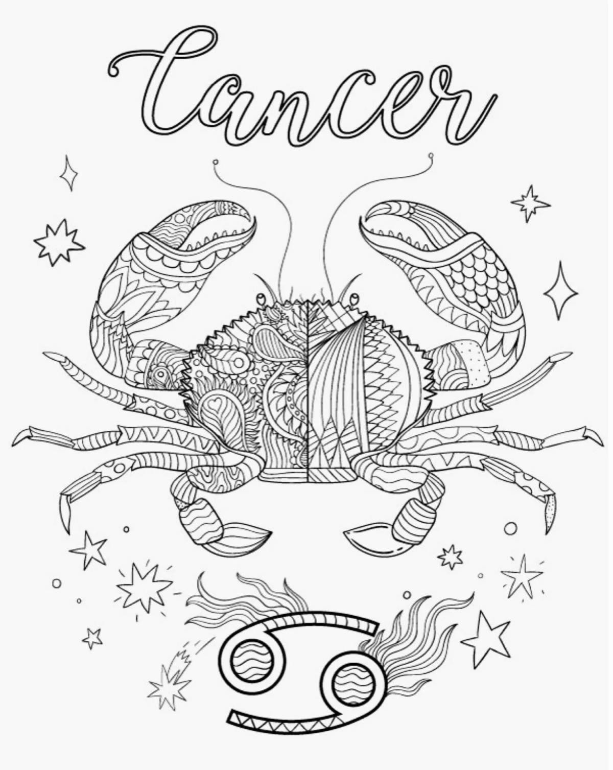 Exotic dark zodiac coloring book