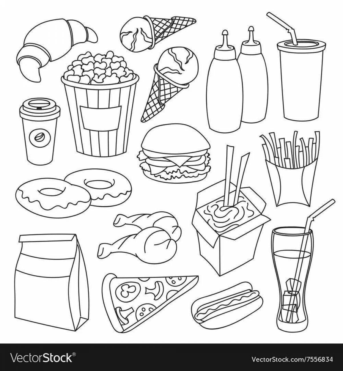 Coloring page blindingly harmful foods
